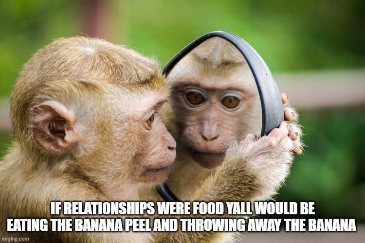 IF RELATIONSHIPS WERE FOOD YALL WOULD BE EATING THE BANANA PEEL AND THROWING AWAY THE BANANA | image tagged in haha | made w/ Imgflip meme maker