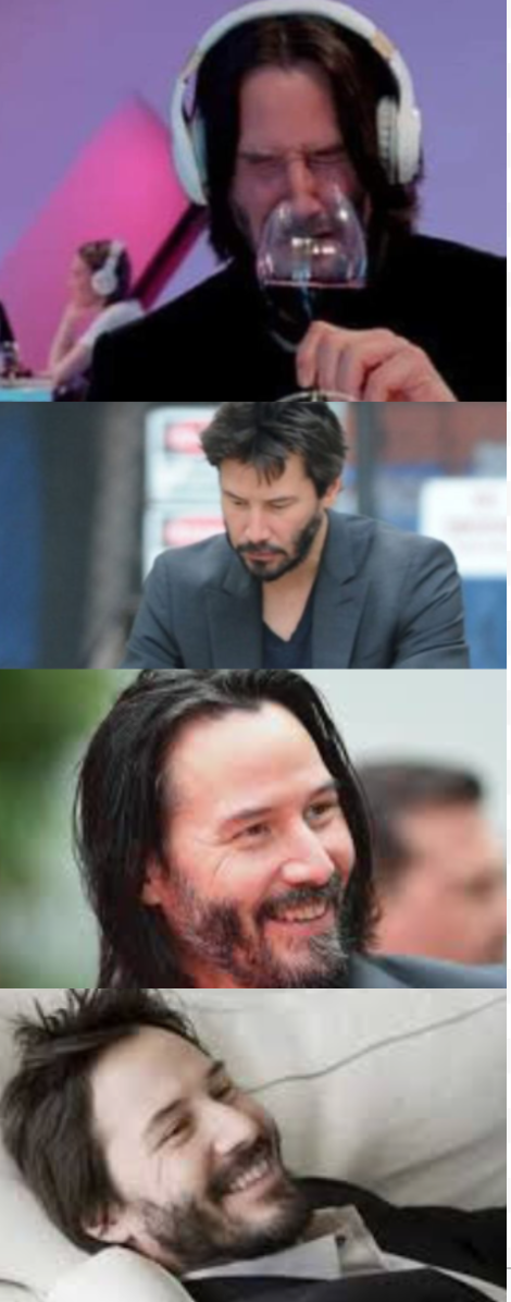 The 4 Keanu step of acceptance - 2 Blank Meme Template