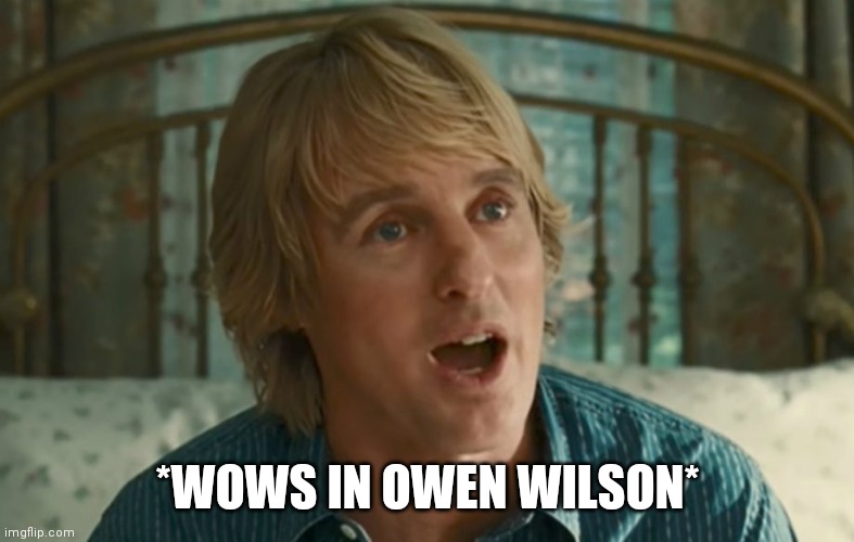 Owen Wilson WOW | *WOWS IN OWEN WILSON* | image tagged in owen wilson wow | made w/ Imgflip meme maker