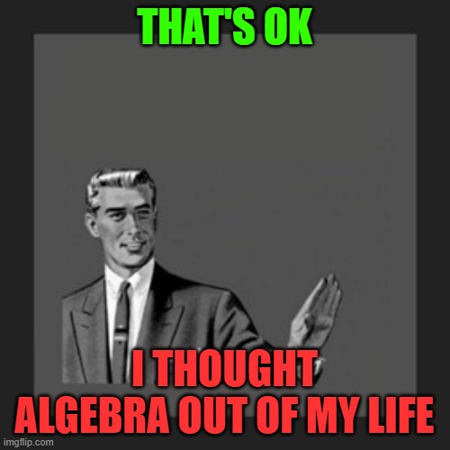 Kill Yourself Guy Meme | THAT'S OK I THOUGHT ALGEBRA OUT OF MY LIFE | image tagged in memes,kill yourself guy | made w/ Imgflip meme maker