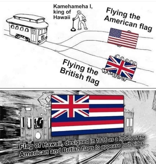 Woah this is fucking crazy | image tagged in hawaii,hawaiian,flag,american flag,repost,historical meme | made w/ Imgflip meme maker