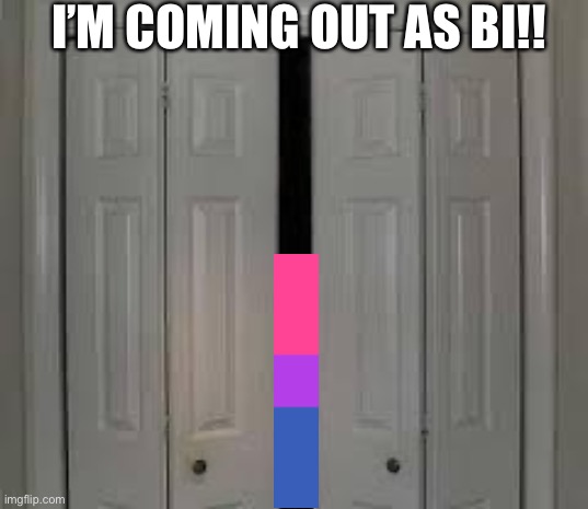 I’m coming out as.... | I’M COMING OUT AS BI!! | image tagged in closet,bisexual | made w/ Imgflip meme maker