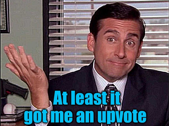 Michael Scott | At least it got me an upvote | image tagged in michael scott | made w/ Imgflip meme maker