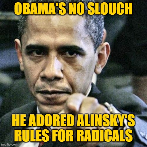 Pissed Off Obama Meme | OBAMA'S NO SLOUCH HE ADORED ALINSKY'S RULES FOR RADICALS | image tagged in memes,pissed off obama | made w/ Imgflip meme maker