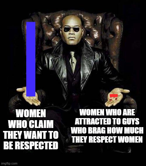 WOMEN WHO CLAIM THEY WANT TO BE RESPECTED WOMEN WHO ARE ATTRACTED TO GUYS WHO BRAG HOW MUCH THEY RESPECT WOMEN | made w/ Imgflip meme maker