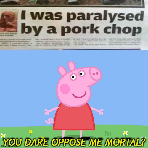 Peppa Pork! | YOU DARE OPPOSE ME MORTAL? | image tagged in peppa pig | made w/ Imgflip meme maker