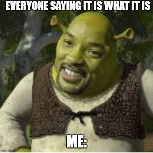 EVERYONE SAYING IT IS WHAT IT IS; ME: | image tagged in memes | made w/ Imgflip meme maker