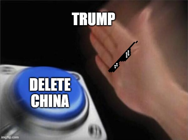 Blank Nut Button | TRUMP; DELETE CHINA | image tagged in memes,blank nut button | made w/ Imgflip meme maker