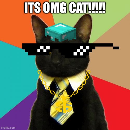 Omg cat | ITS OMG CAT!!!!! | image tagged in memes,business cat | made w/ Imgflip meme maker