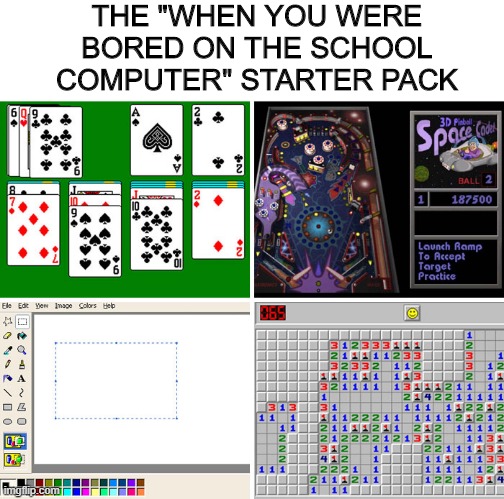 Bored in the 90s | THE "WHEN YOU WERE BORED ON THE SCHOOL COMPUTER" STARTER PACK | image tagged in 90s kids | made w/ Imgflip meme maker