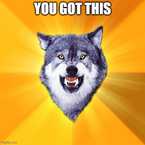 Courage Wolf | YOU GOT THIS | image tagged in memes,courage wolf | made w/ Imgflip meme maker