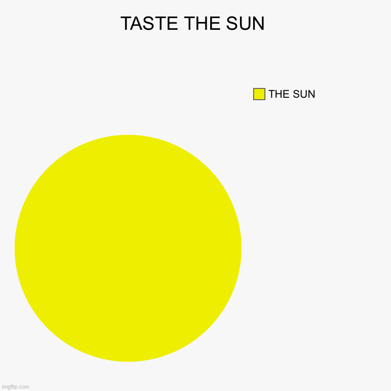 TASTE THE SUN | THE SUN | image tagged in charts,pie charts | made w/ Imgflip chart maker