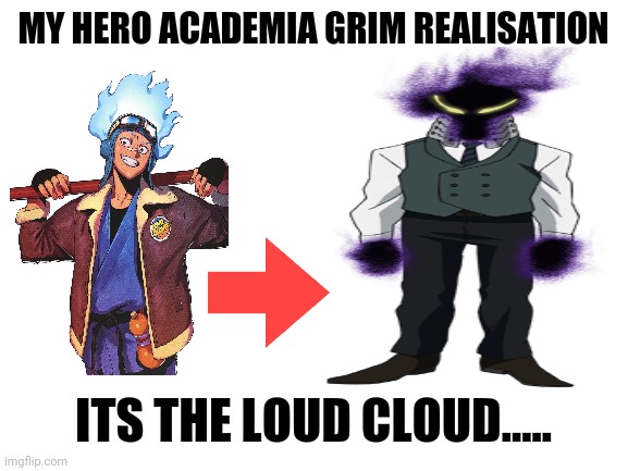 Blank White Template | MY HERO ACADEMIA GRIM REALISATION; ITS THE LOUD CLOUD..... | image tagged in memes,bnha,dark humor | made w/ Imgflip meme maker