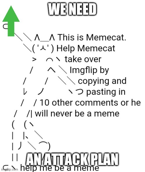 Memecat | WE NEED; AN ATTACK PLAN | image tagged in memecat | made w/ Imgflip meme maker
