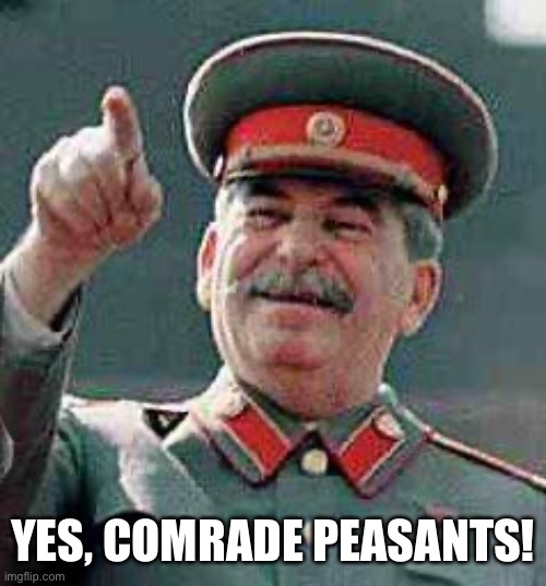 Stalin says | YES, COMRADE PEASANTS! | image tagged in stalin says | made w/ Imgflip meme maker