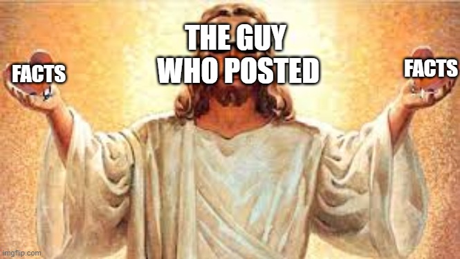 THE GUY
 WHO POSTED FACTS FACTS | image tagged in the lord and savior | made w/ Imgflip meme maker
