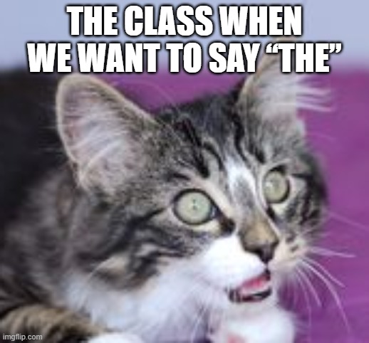 the class when we want to say "the" | THE CLASS WHEN WE WANT TO SAY “THE” | image tagged in class,chats | made w/ Imgflip meme maker