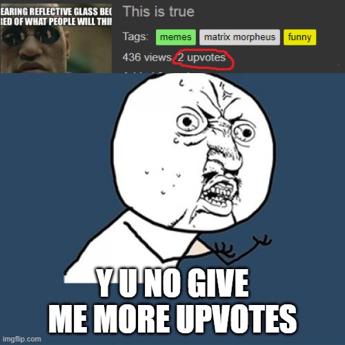 Y u no | Y U NO GIVE ME MORE UPVOTES | image tagged in memes,y u no,upvotes | made w/ Imgflip meme maker