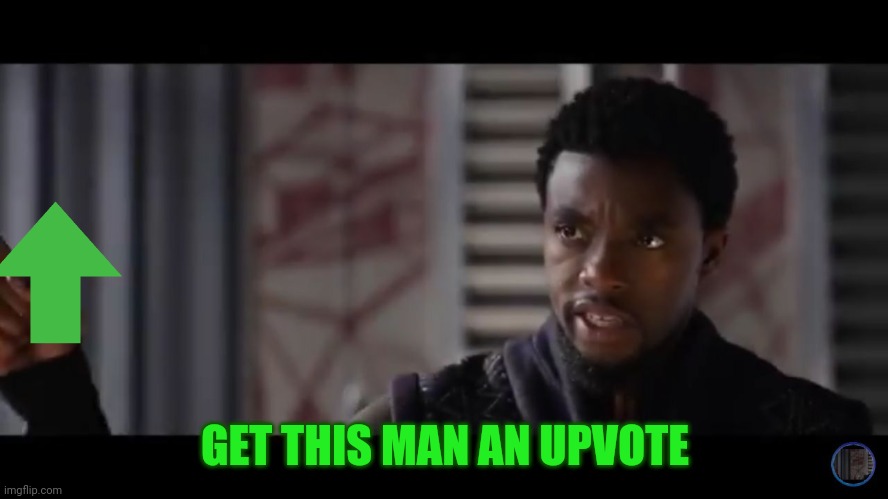 Black Panther - Get this man a shield | GET THIS MAN AN UPVOTE | image tagged in black panther - get this man a shield | made w/ Imgflip meme maker