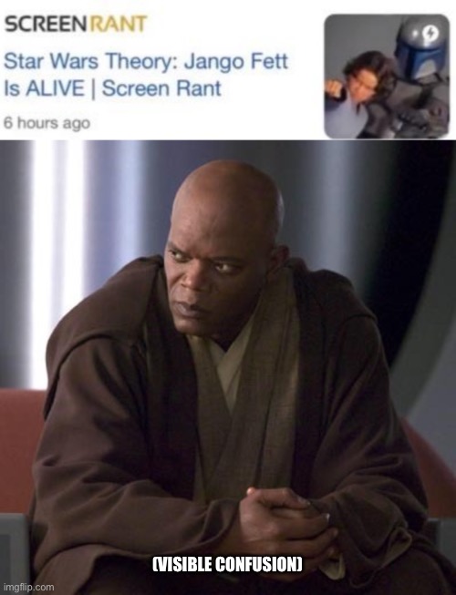 :/ | (VISIBLE CONFUSION) | image tagged in star wars,mace windu,fun,funny,funny memes | made w/ Imgflip meme maker