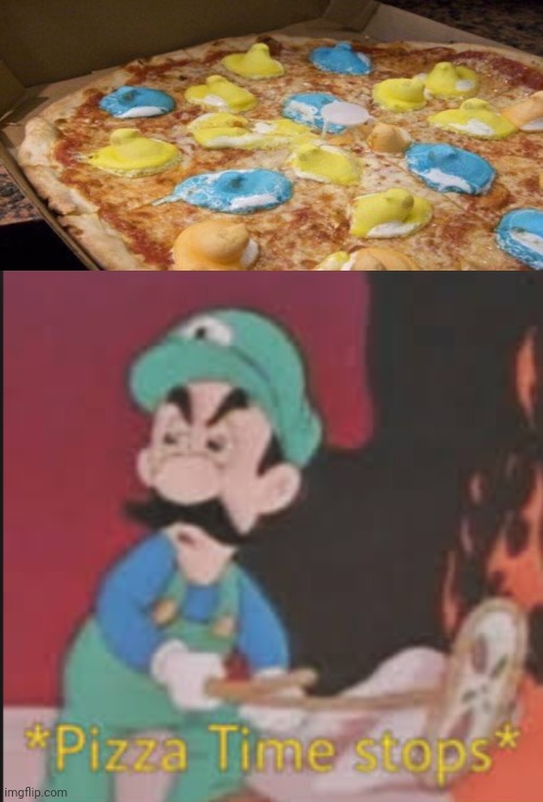 EWWWW | image tagged in pizza time stops,pizza,luigi | made w/ Imgflip meme maker