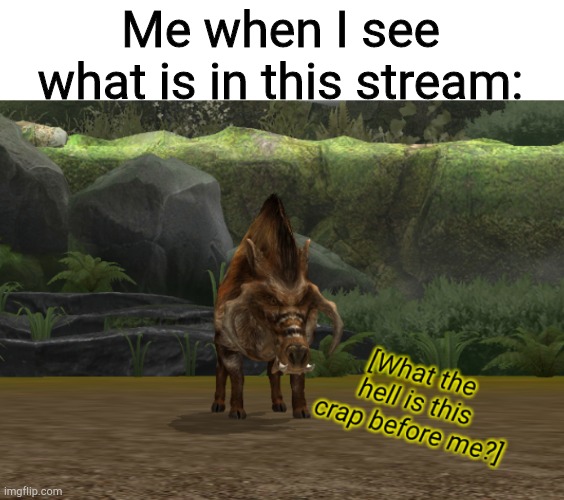 What the hell is this crap before me? | Me when I see what is in this stream: | image tagged in what the hell is this crap before me | made w/ Imgflip meme maker