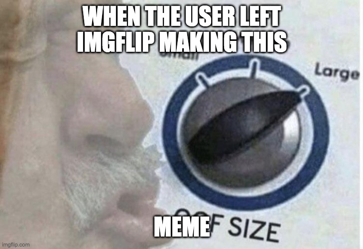 Oof size large | WHEN THE USER LEFT IMGFLIP MAKING THIS MEME | image tagged in oof size large | made w/ Imgflip meme maker