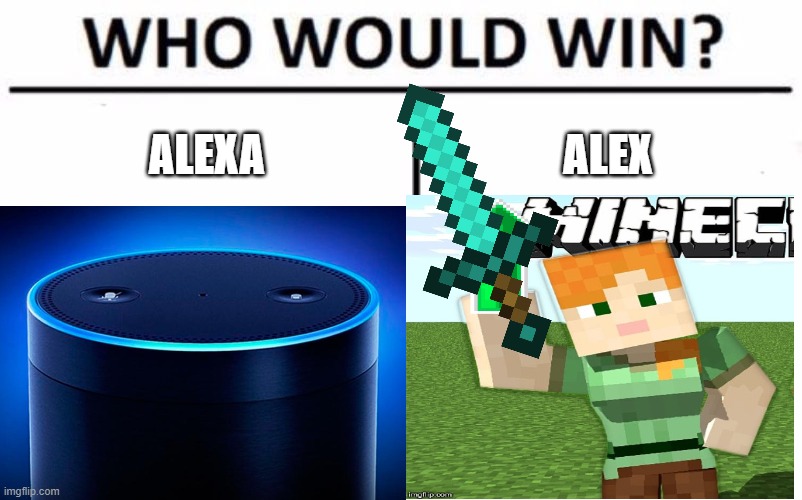 ALEXA; ALEX | image tagged in who would win | made w/ Imgflip meme maker