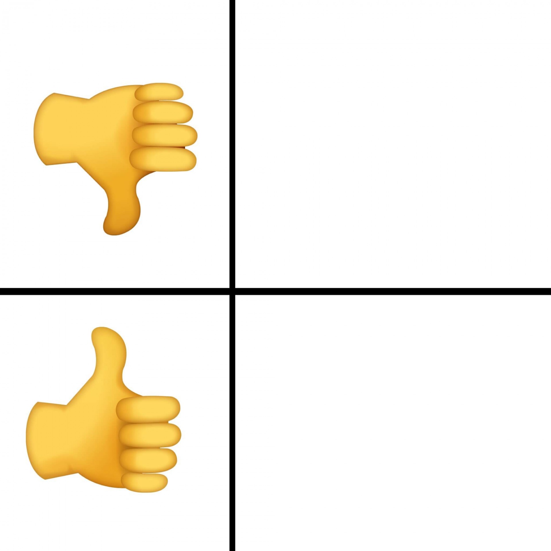 High Quality Thumb Approval/Dissapproval Blank Meme Template