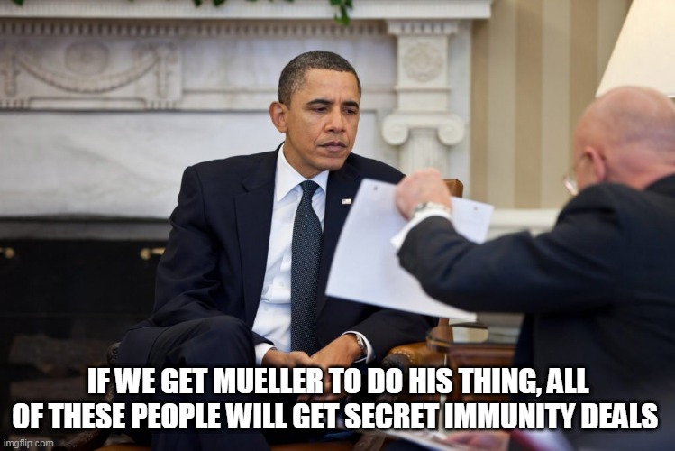 IF WE GET MUELLER TO DO HIS THING, ALL OF THESE PEOPLE WILL GET SECRET IMMUNITY DEALS | image tagged in deep state | made w/ Imgflip meme maker