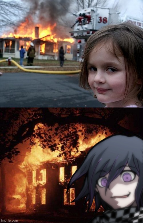 Oopsie daisy | image tagged in burning house,danganronpa,fire | made w/ Imgflip meme maker