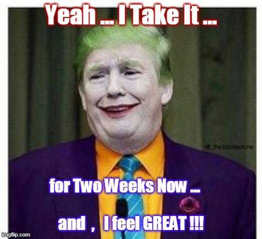 Good Drugs Man ! | Yeah ... I Take It ... for Two Weeks Now ...                                                       
and  ,   I feel GREAT !!! | image tagged in cure for non existant symptoms,president dump,corona virus | made w/ Imgflip meme maker