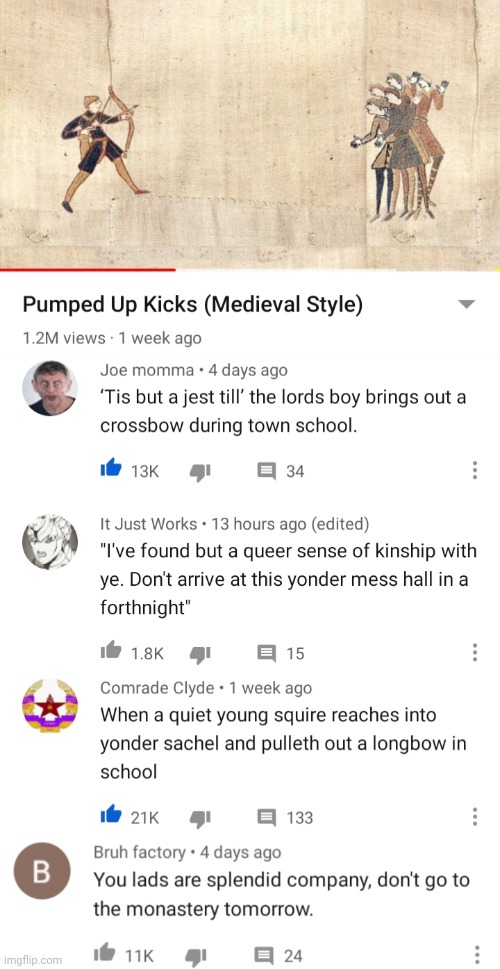 Medieval Pumped Up Kicks | image tagged in youtube,medieval memes | made w/ Imgflip meme maker