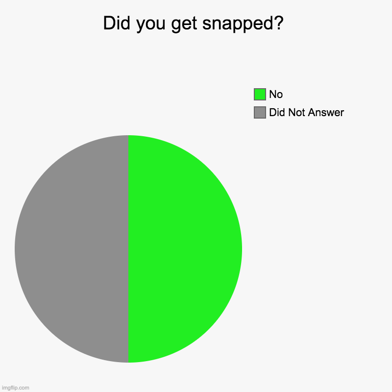 Did you get snapped? | Did Not Answer, No | image tagged in charts,pie charts | made w/ Imgflip chart maker
