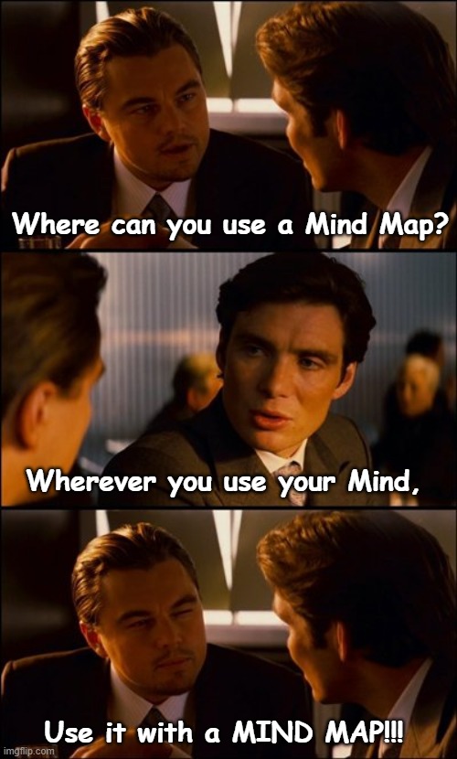 Mind Map | Where can you use a Mind Map? Wherever you use your Mind, Use it with a MIND MAP!!! | image tagged in conversation | made w/ Imgflip meme maker
