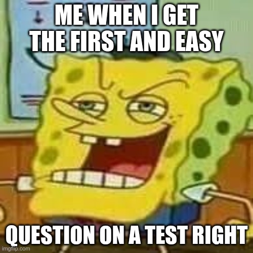 you gonna fail bich | ME WHEN I GET THE FIRST AND EASY; QUESTION ON A TEST RIGHT | image tagged in you gonna fail bich | made w/ Imgflip meme maker