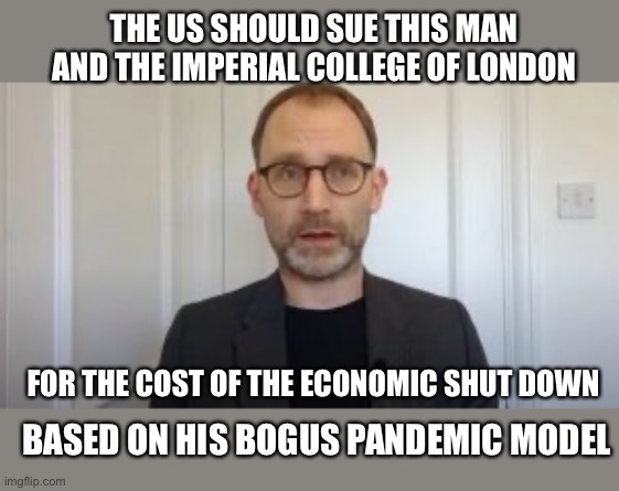 Bogus pandemic model the reason for US economic shut down for Covid-19 | THE US SHOULD SUE THIS MAN AND THE IMPERIAL COLLEGE OF LONDON; FOR THE COST OF THE ECONOMIC SHUT DOWN; BASED ON HIS BOGUS PANDEMIC MODEL | image tagged in pandemic model,neil ferguson,bogus,imperial college london | made w/ Imgflip meme maker