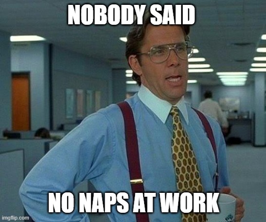 That Would Be Great | NOBODY SAID; NO NAPS AT WORK | image tagged in memes,that would be great | made w/ Imgflip meme maker