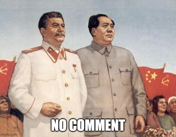 Stalin and Mao | NO COMMENT | image tagged in stalin and mao | made w/ Imgflip meme maker