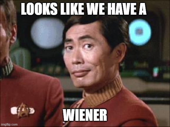 Sulu Oh My | LOOKS LIKE WE HAVE A WIENER | image tagged in sulu oh my | made w/ Imgflip meme maker