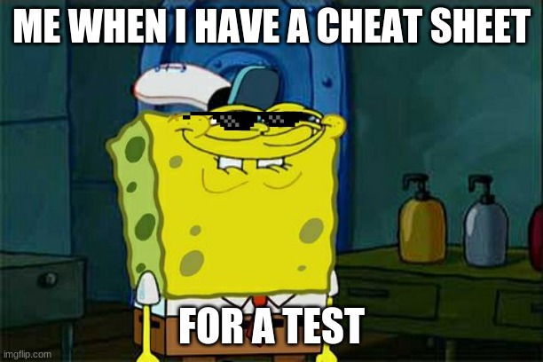 Don't You Squidward Meme | ME WHEN I HAVE A CHEAT SHEET; FOR A TEST | image tagged in memes,don't you squidward | made w/ Imgflip meme maker