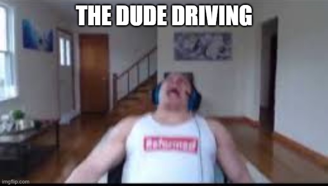 tyler1 scream | THE DUDE DRIVING | image tagged in tyler1 scream | made w/ Imgflip meme maker