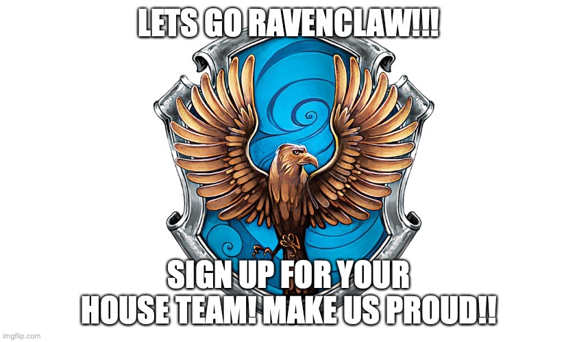 You know the rules | LETS GO RAVENCLAW!!! SIGN UP FOR YOUR HOUSE TEAM! MAKE US PROUD!! | image tagged in ravenclaw crest,quidditch,team,captain | made w/ Imgflip meme maker