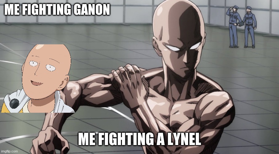 Saitama - One Punch Man, Anime | ME FIGHTING GANON; ME FIGHTING A LYNEL | image tagged in saitama - one punch man anime | made w/ Imgflip meme maker