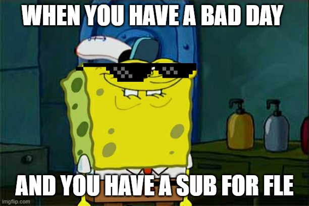 Don't You Squidward | WHEN YOU HAVE A BAD DAY; AND YOU HAVE A SUB FOR FLE | image tagged in memes,don't you squidward | made w/ Imgflip meme maker