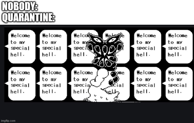 Undertale special hell | NOBODY:
QUARANTINE: | image tagged in undertale special hell | made w/ Imgflip meme maker