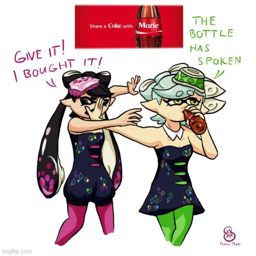 The bottle says so Callie | image tagged in coca cola,share a coke with,splatoon,marie,memes | made w/ Imgflip meme maker