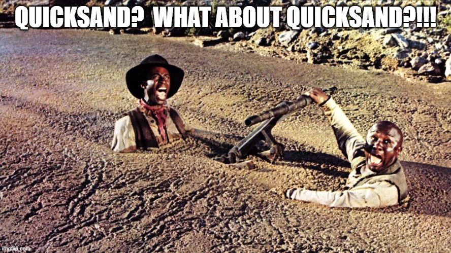 QUICKSAND?  WHAT ABOUT QUICKSAND?!!! | made w/ Imgflip meme maker
