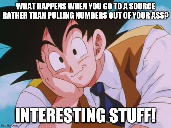 Knowledge is your friend. | WHAT HAPPENS WHEN YOU GO TO A SOURCE RATHER THAN PULLING NUMBERS OUT OF YOUR ASS? INTERESTING STUFF! | image tagged in memes,condescending goku,american revolution,facts,knowledge is power,knowledge | made w/ Imgflip meme maker