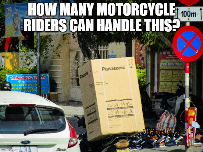 Washing Machine on a Cycle | HOW MANY MOTORCYCLE RIDERS CAN HANDLE THIS? | image tagged in washer,laundry,motorcycle | made w/ Imgflip meme maker